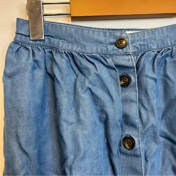 Twik Chambray Button Up Midi Skirt Blue Lyocell - Picture 2 of 5